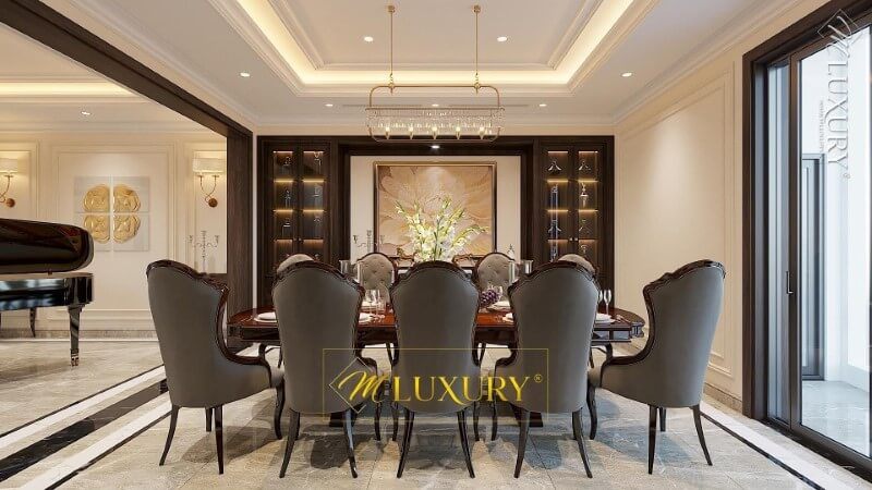 Bộ bàn ghế ăn dành cho 8 người đẹp, sang trọng